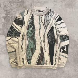 Authentic Wool Coogi Original Sweater Green Australian Luxury Knit Jumper Small